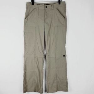 Prana Convertible Khaki Hiking Pants Zip Off sz 8